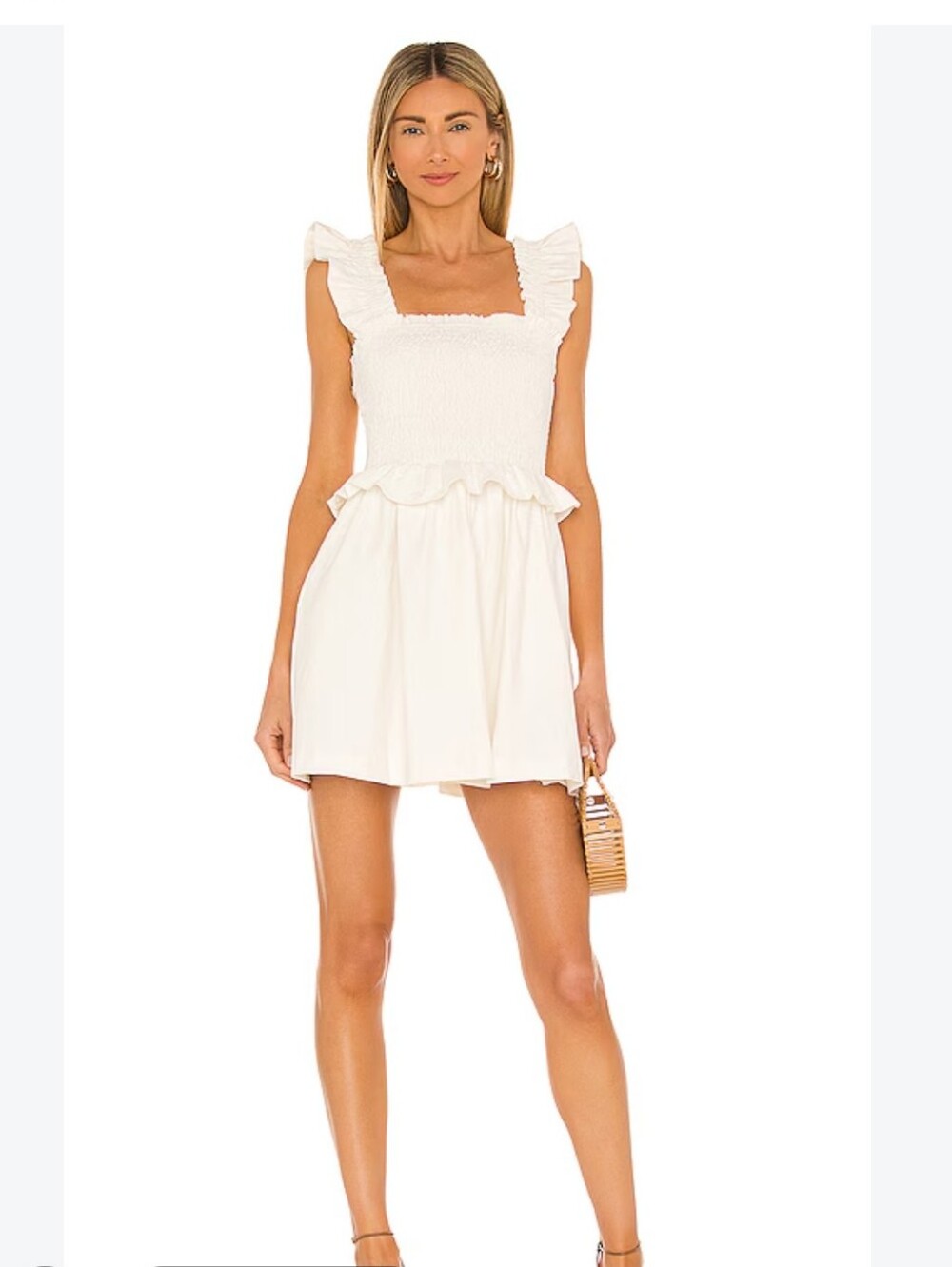 NWT Tularose Hillary Linen Blend Mini Dress In Ivory Size XS